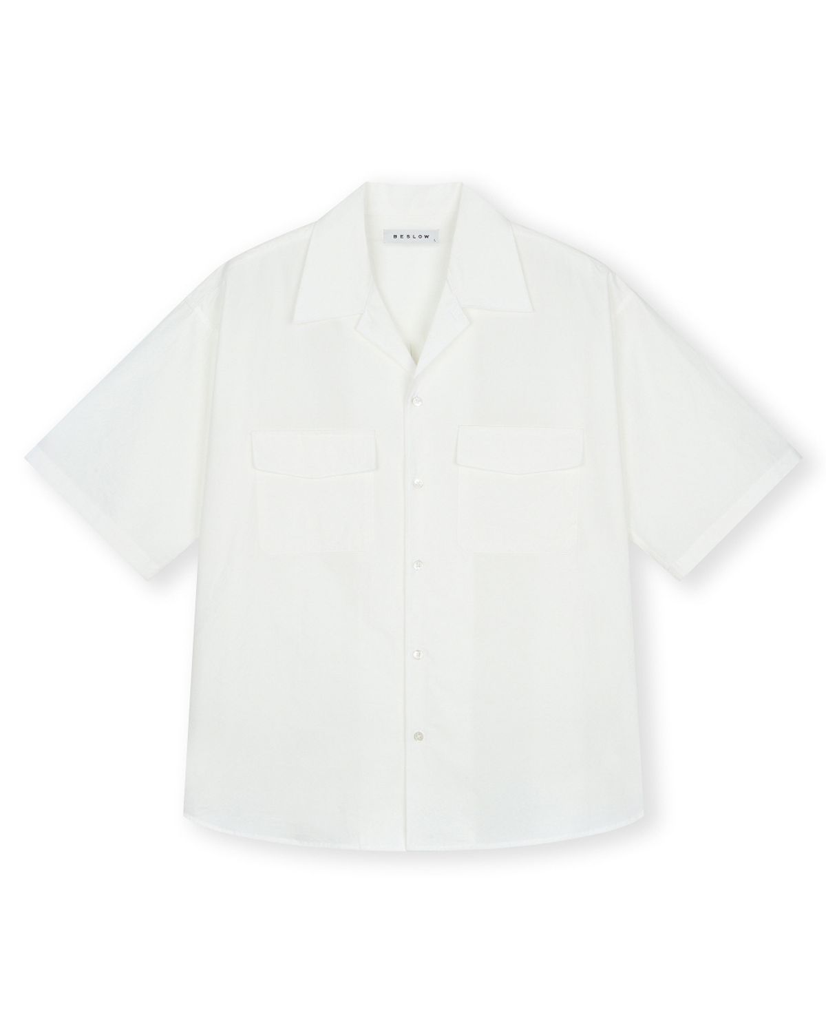 비슬로우(BESLOW) WASHED MILITARY HALF SHIRT WHITE