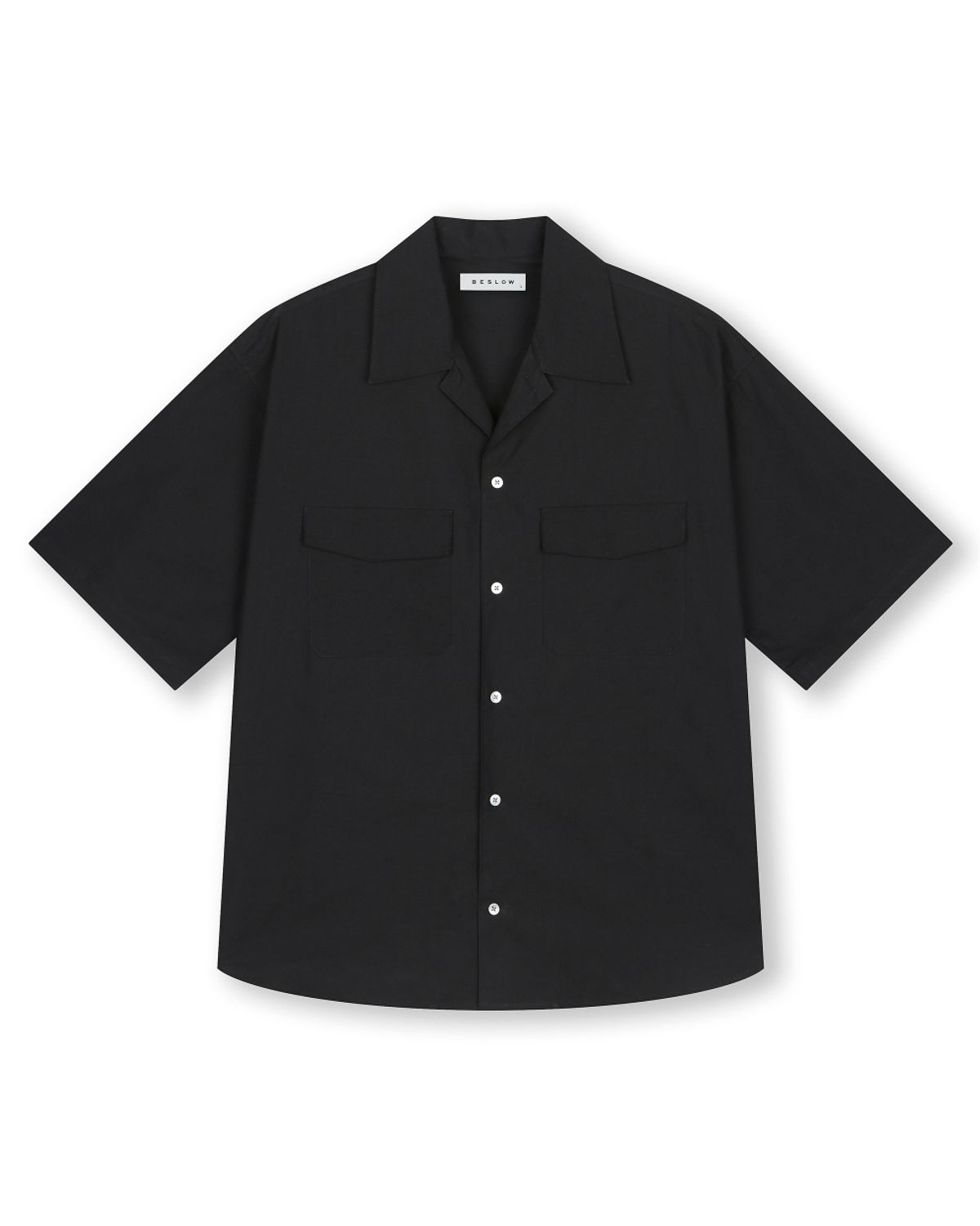 비슬로우(BESLOW) WASHED MILITARY HALF SHIRT BLACK