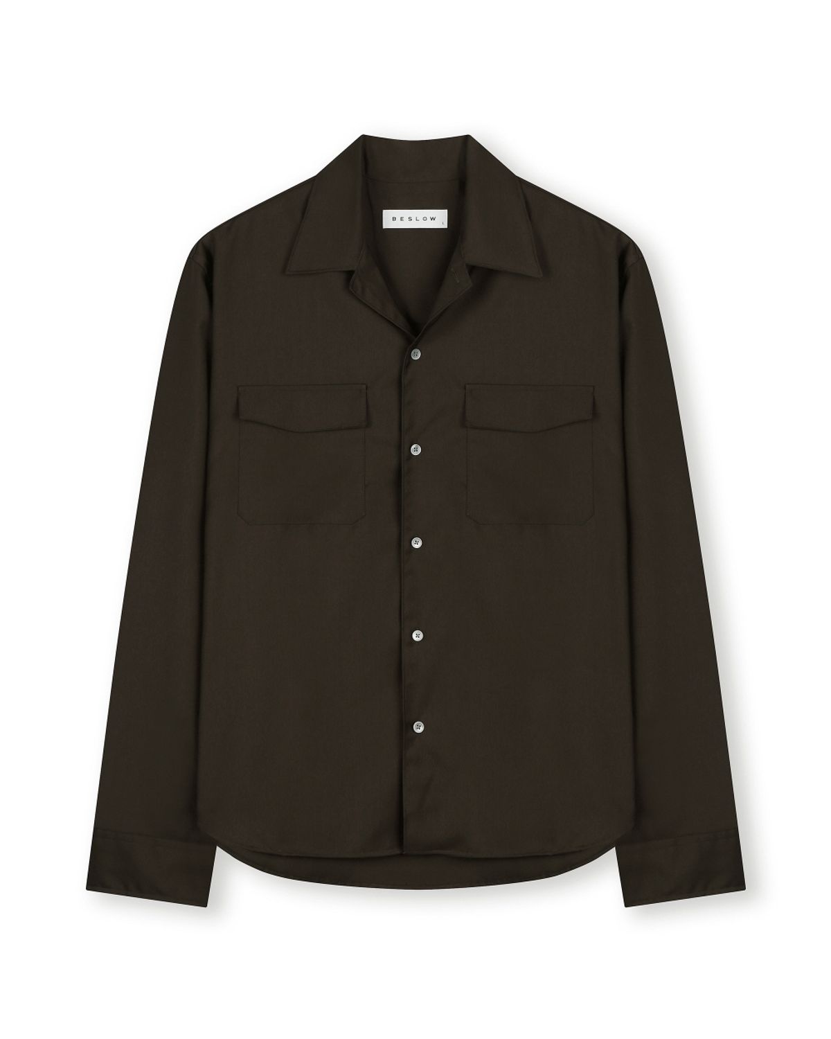 비슬로우(BESLOW) MILITARY CONVERTIBLE COLLAR SHIRT DARK BROWN