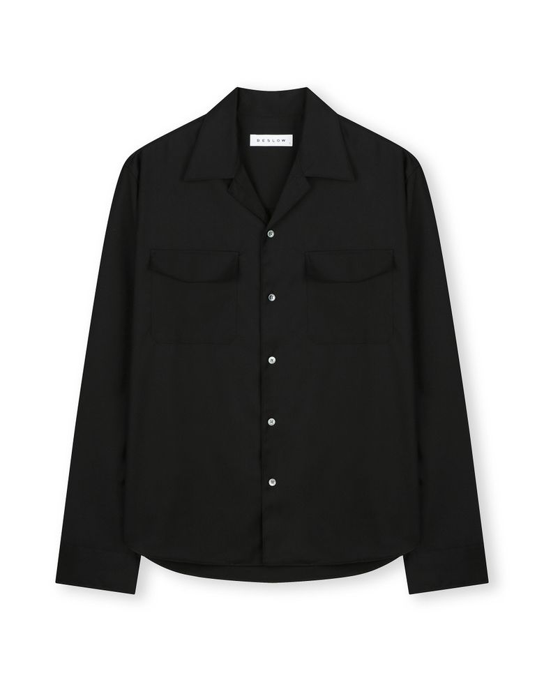 MILITARY CONVERTIBLE COLLAR SHIRT BLACK