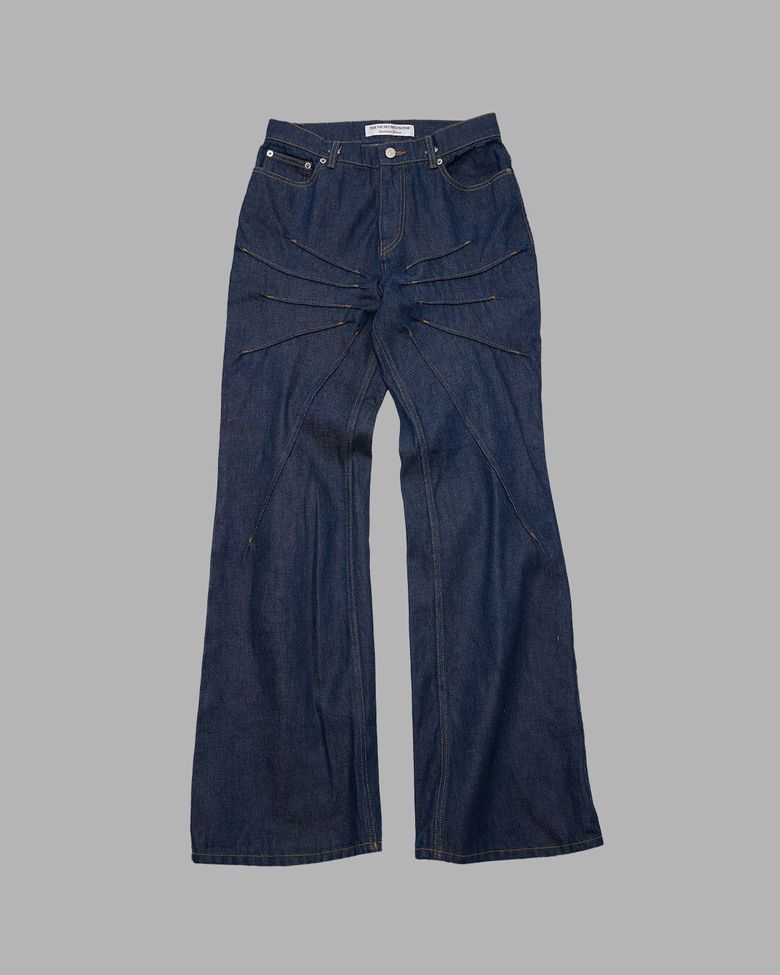 PINTUCK DETAILED DENIM PANTS (DARK NAVY)