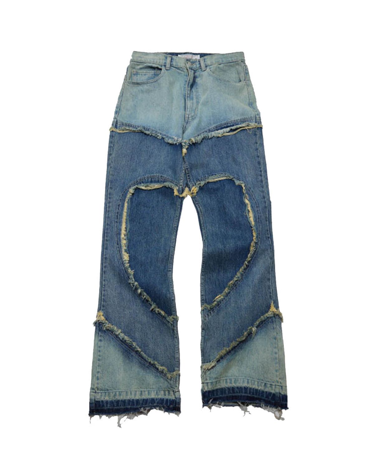 더뮤지엄비지터(THEMUSEUMVISITOR) HEART CUT-OUT DENIM PANTS (BLUE)