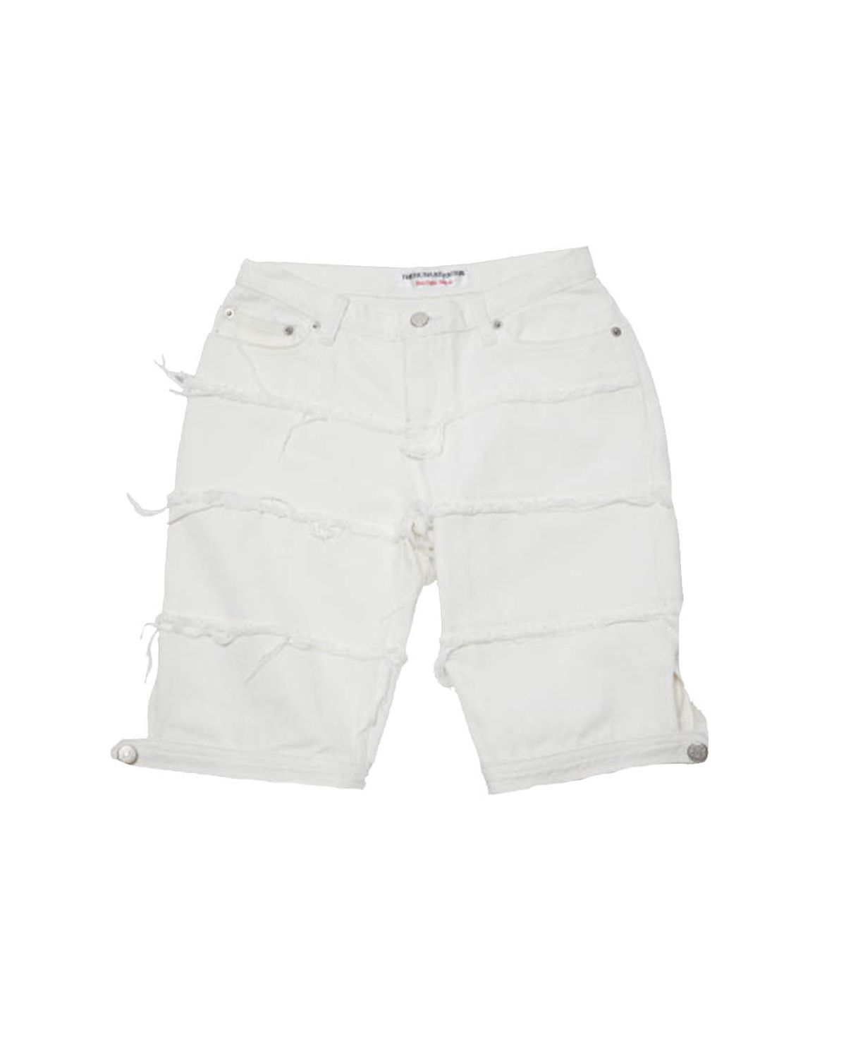 더뮤지엄비지터(THEMUSEUMVISITOR) LINE DAMAGED DENIM SHORTS (IVORY)