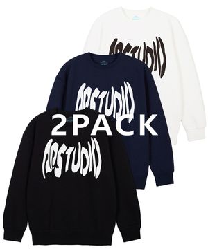 2PACK 고스트 레터링 루즈핏 맨투맨