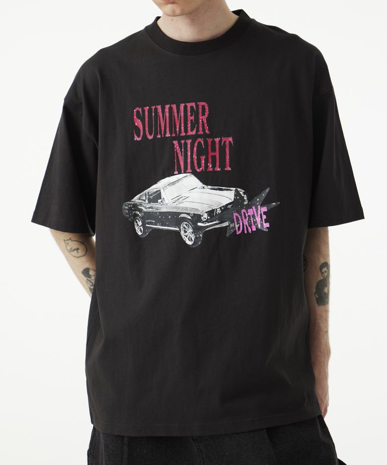 Summer Night 오버 반팔_차콜