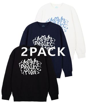 2PACK 헤이즈 레터링 루즈핏 맨투맨