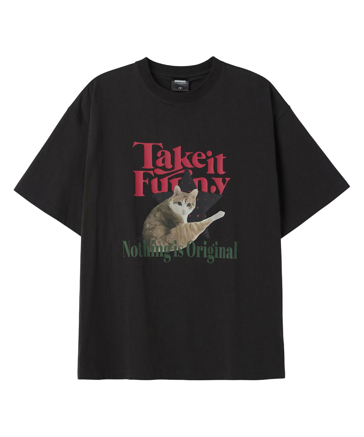 어반에이지(URBANAGE) Take it Funny Pet 오버 반팔_차콜