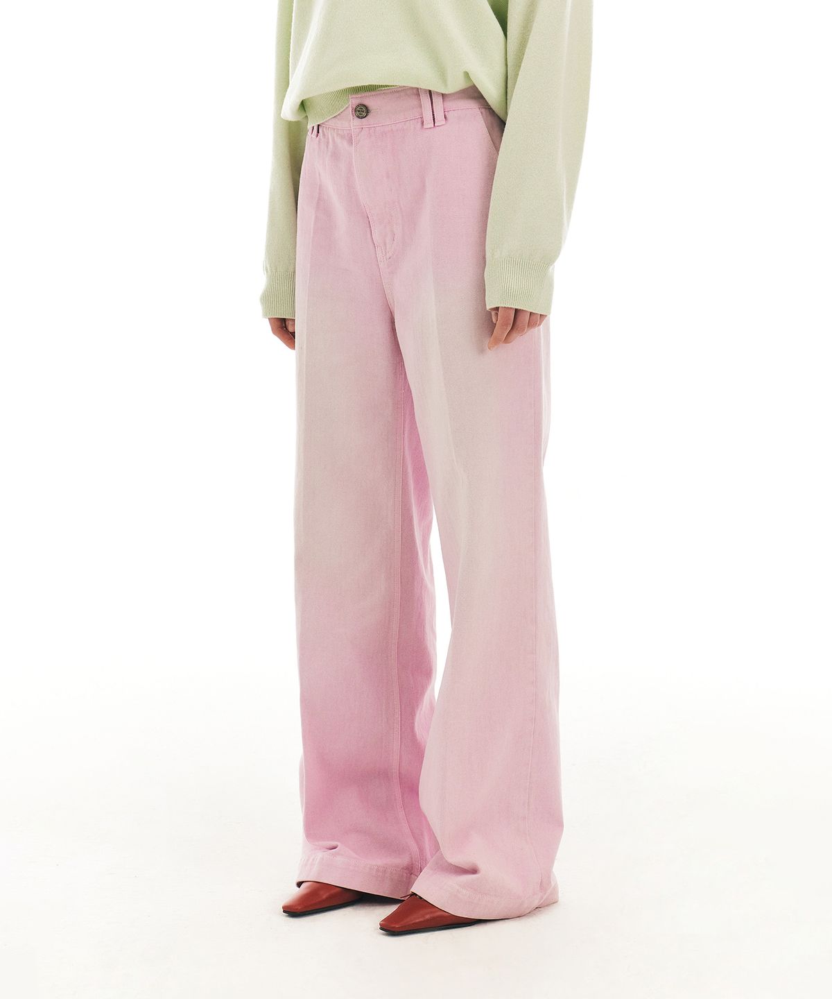 그로브(GROVE) MAT STRAIGHT DENIM PANTS_PINK