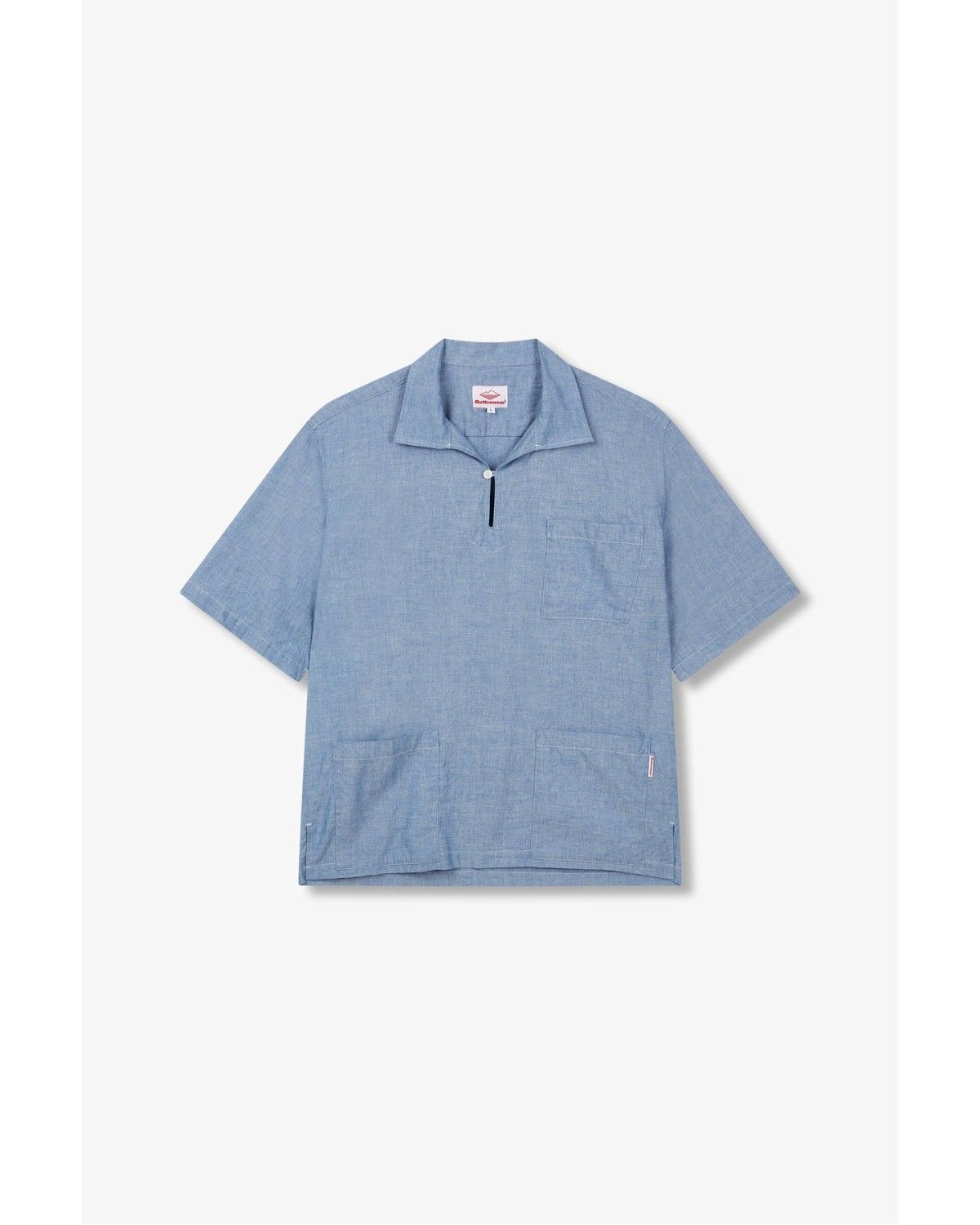맨온더분(MAN ON THE BOON) [BATTENWEAR] 오픈 넥 샴브레이 셔츠_인디고 4714160504