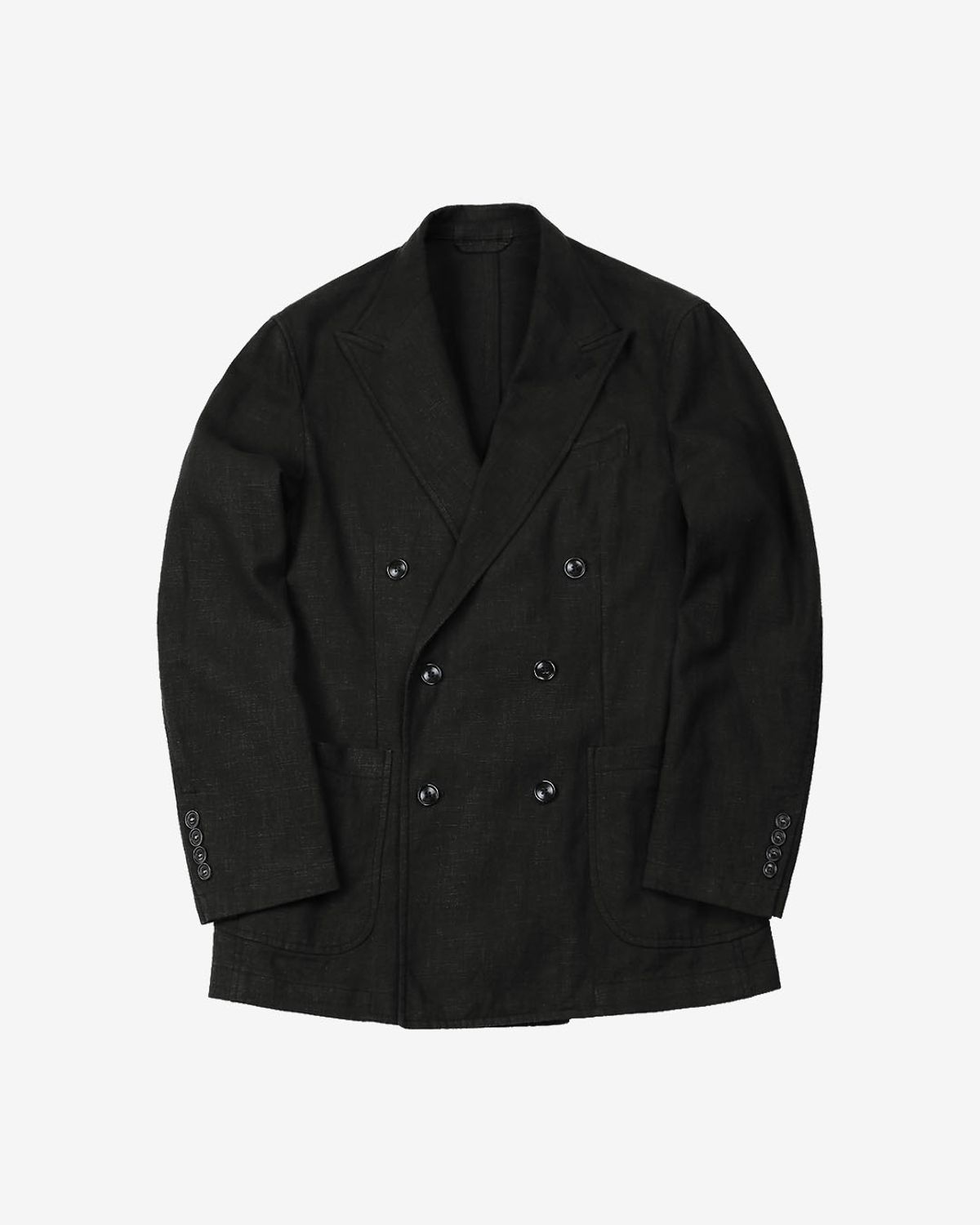 솔티(SORTIE) 6B Linen Washed Double Jacket (Black)
