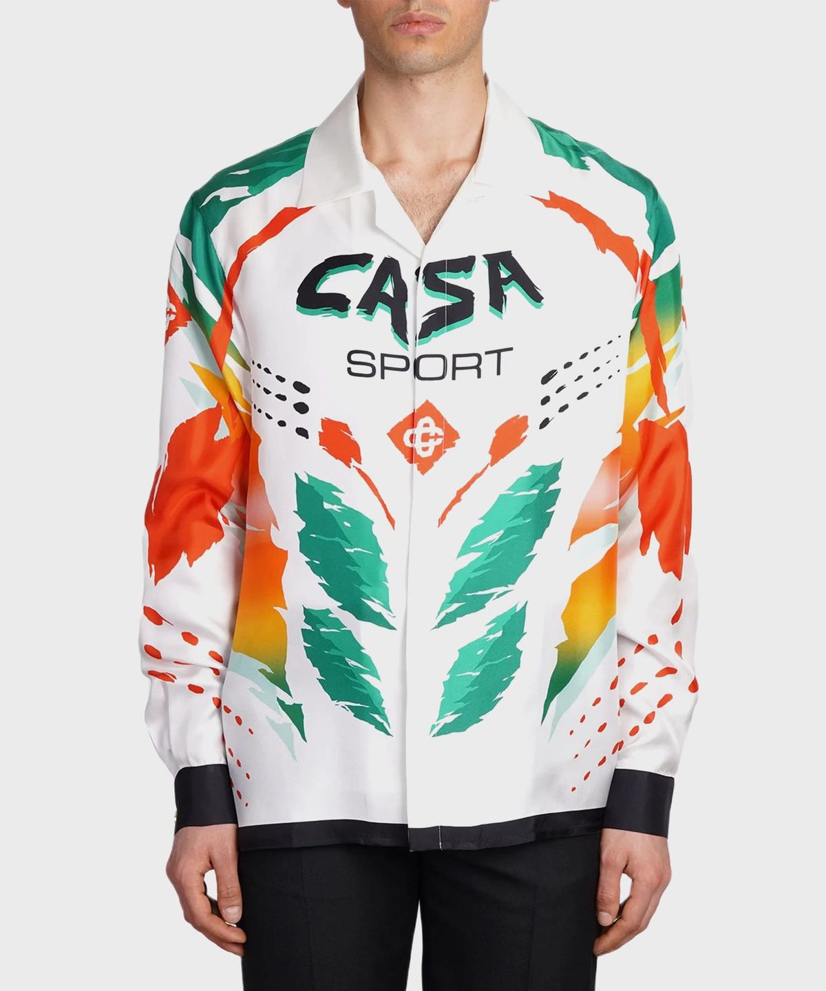 카사블랑카(CASABLANCA) (M) 쿠반 칼라 롱 슬리브 셔츠 화이트 UNISEX CUBAN COLLAR LONG SLEEVE SHIRT CASA MOTO WHITE