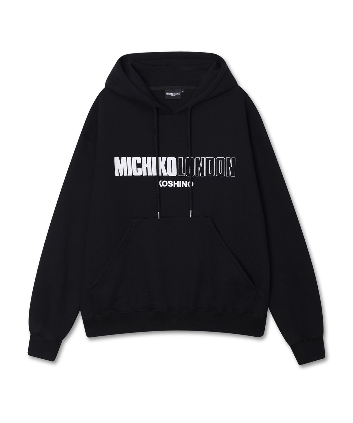 미치코런던 코시노(MICHIKO LONDON KOSHINO) 헤리티지 로고 후드 블랙_유니섹스