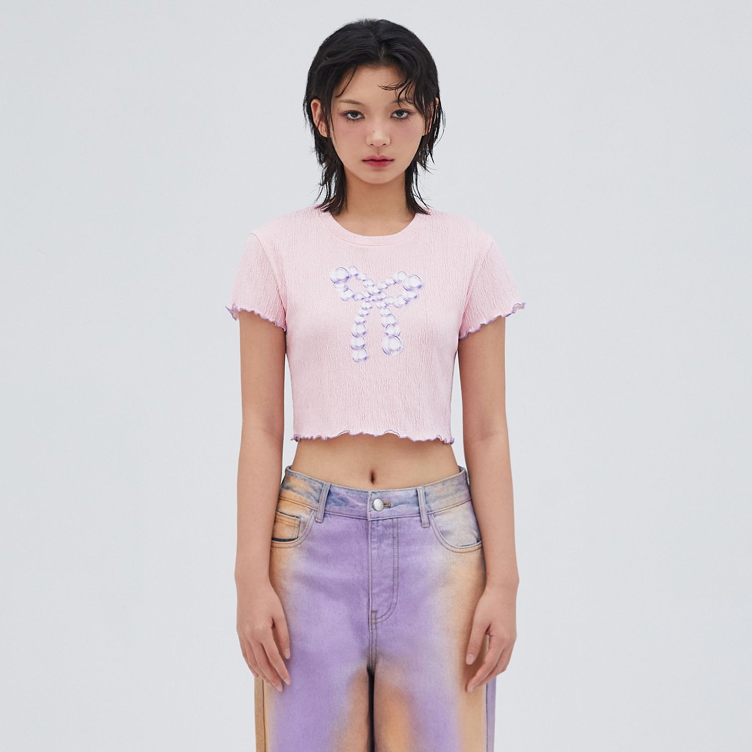 ★lalafox★RIBBON PEARL T-SHIRT★White★韓国★大人気★ MUSINSA | LALAFOX RIBBON PEARL T-SHIRT LIGHT PINK BQ2CH014