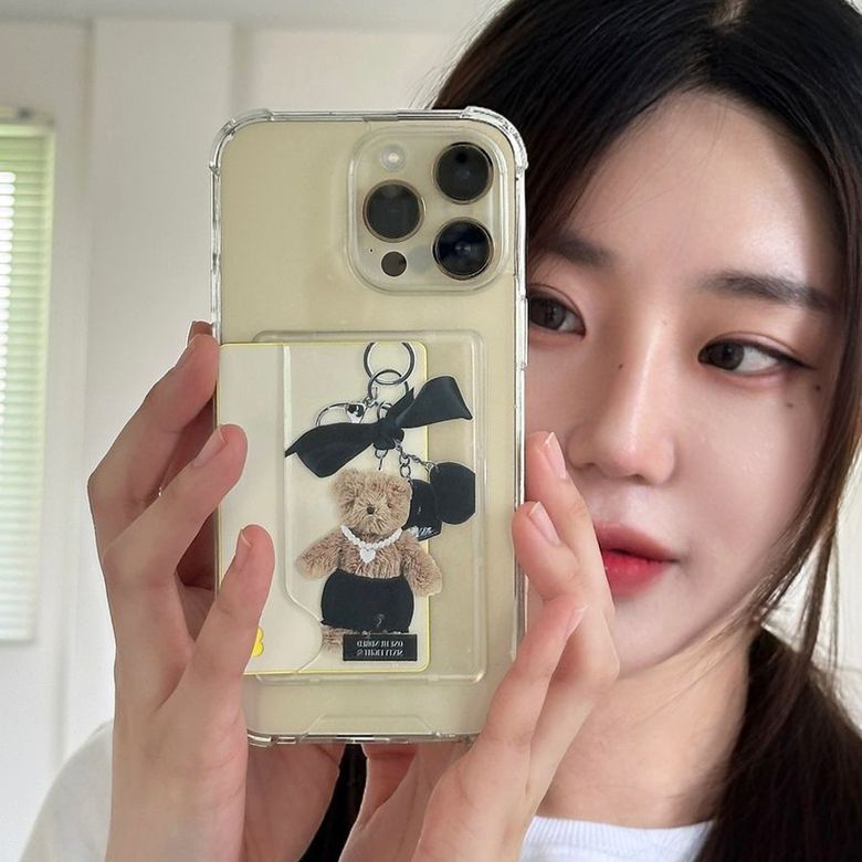 아이폰18 17 16 15 프로 카드수납 투명 범퍼케이스 베어 블루머