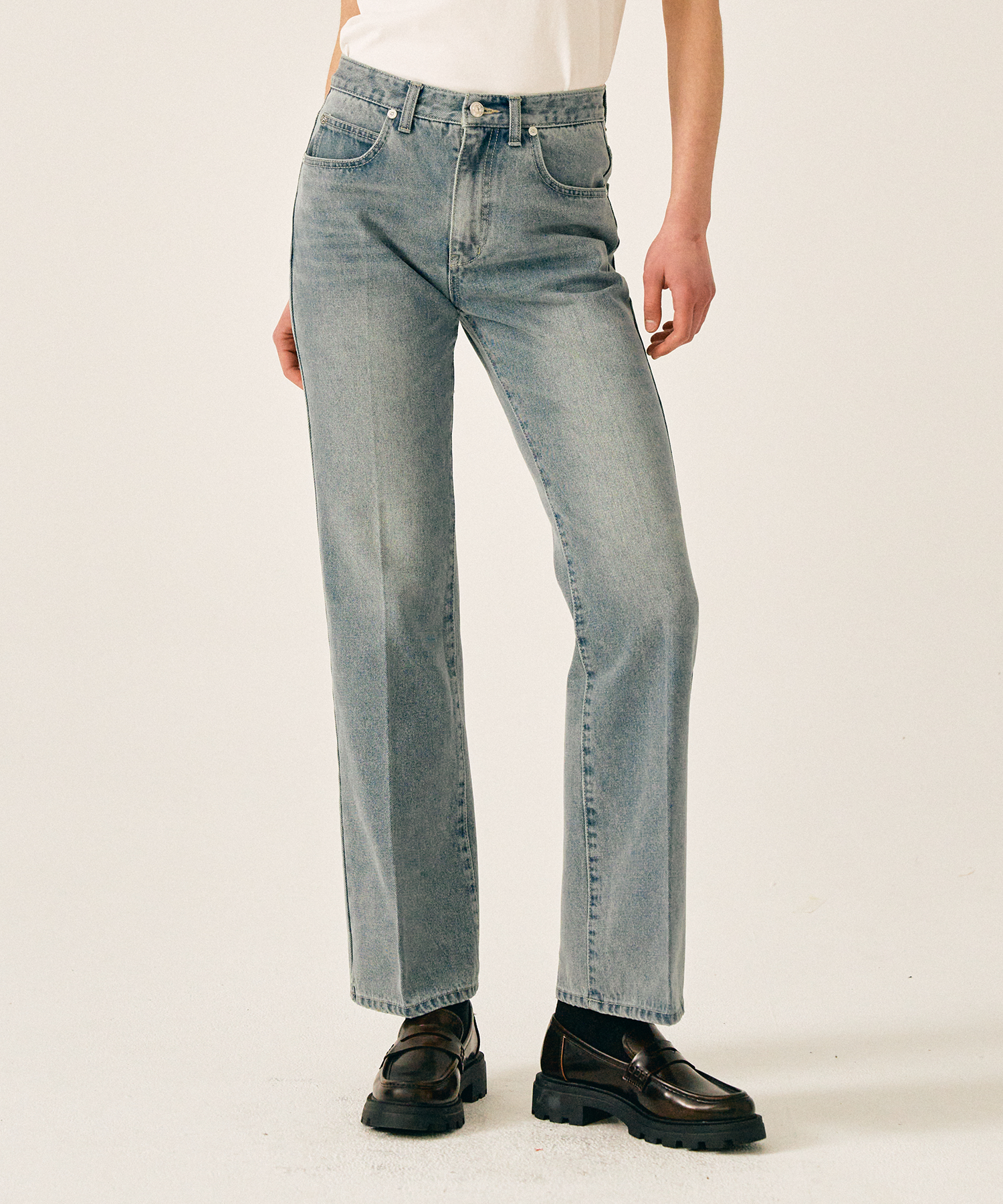 ◆SATUR◆ W Ellie flare denim pants light washed blue SA241W MUSINSA | SATUR (W) Ellie Flared Denim Pants Light Washed Blue