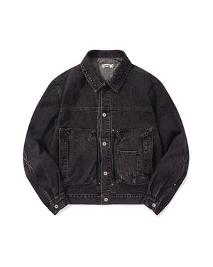 Bleach dyeing trucker jacket / Vintage purple