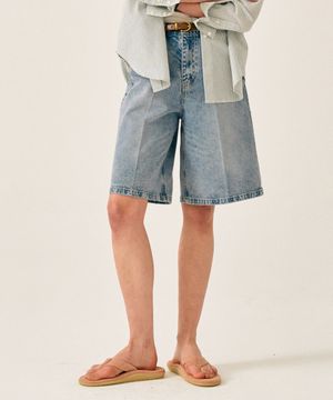 (W) 네르하 데님 버뮤다 팬츠 유니온 라이트 블루