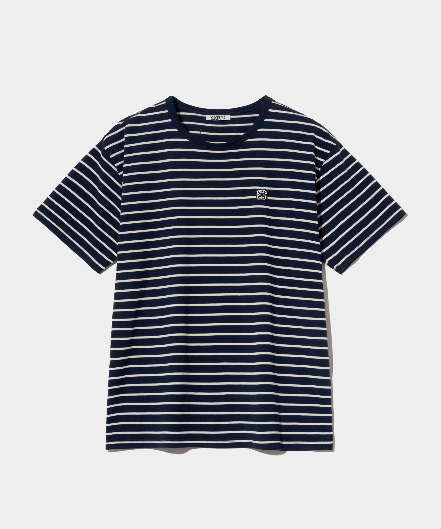 ★SATUR★ All Day Color Stripe Short Sleeve T-Shirt Navy SA2 MUSINSA | SATUR All-Day Cotton Stripe Short-Sleeved T-Shirt