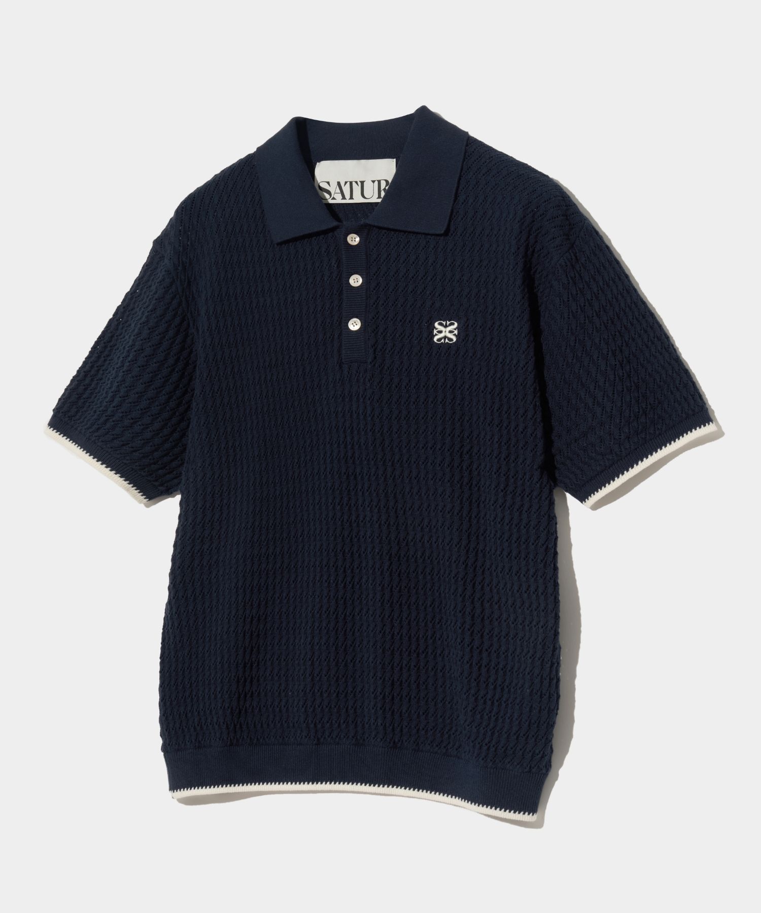 MUSINSA公式 | SATUR ダイアグナルカラー ハーフニット クラシックネイビー