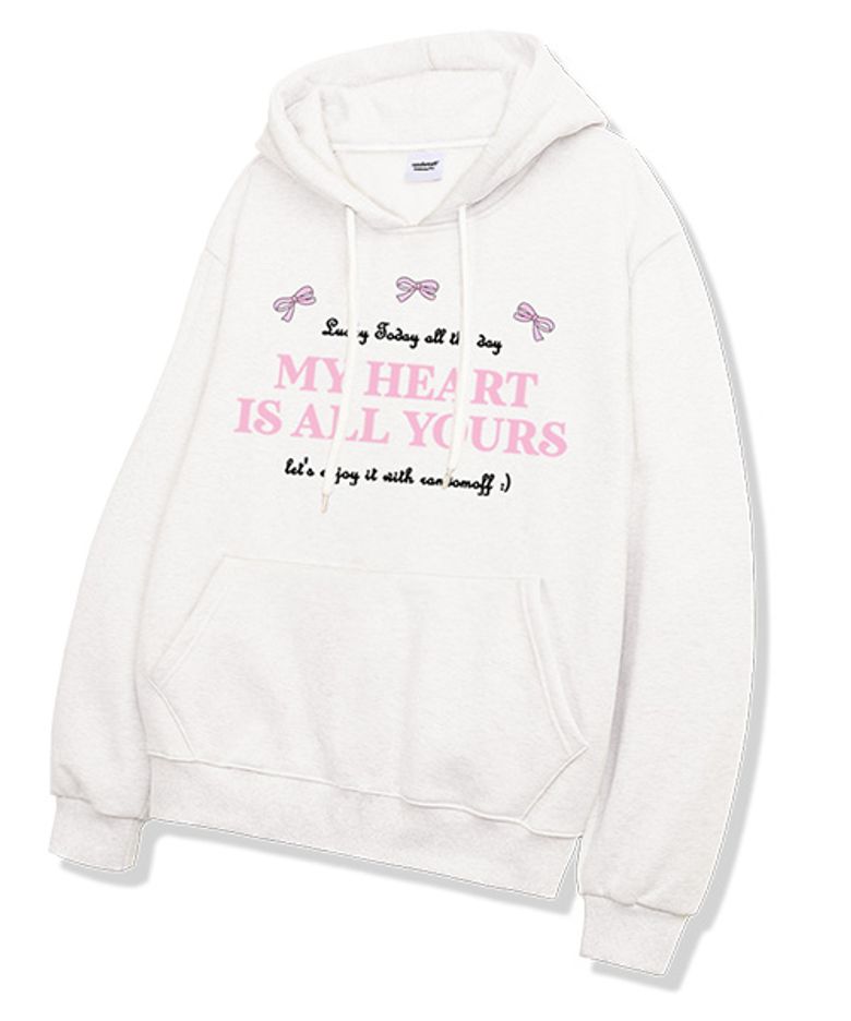 MY HEART RIBBON 후드티 [화이트]