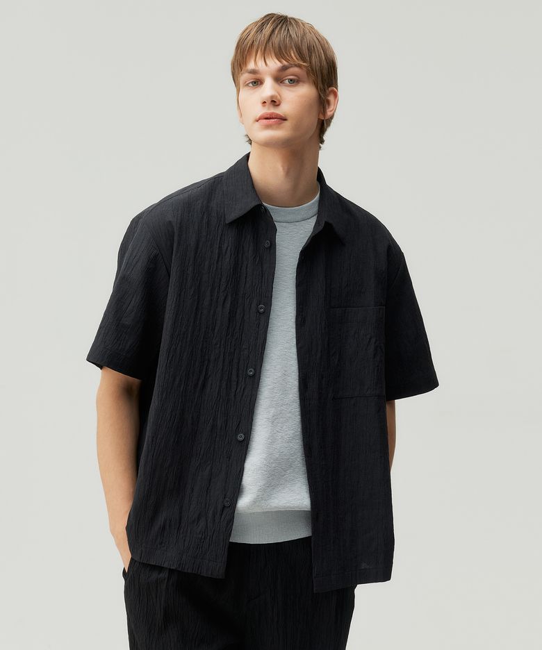 [COUTURE]크링클 오버핏 반팔 셔츠