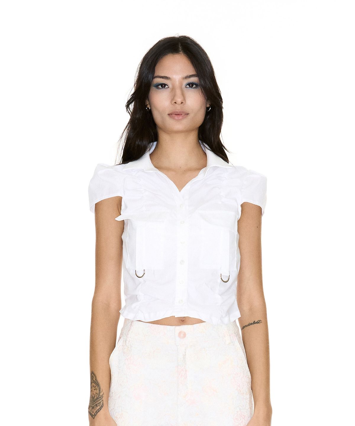 쎄쎄쎄(SETSETSET) TAS SHIRRING CARGO SHIRT WHITE