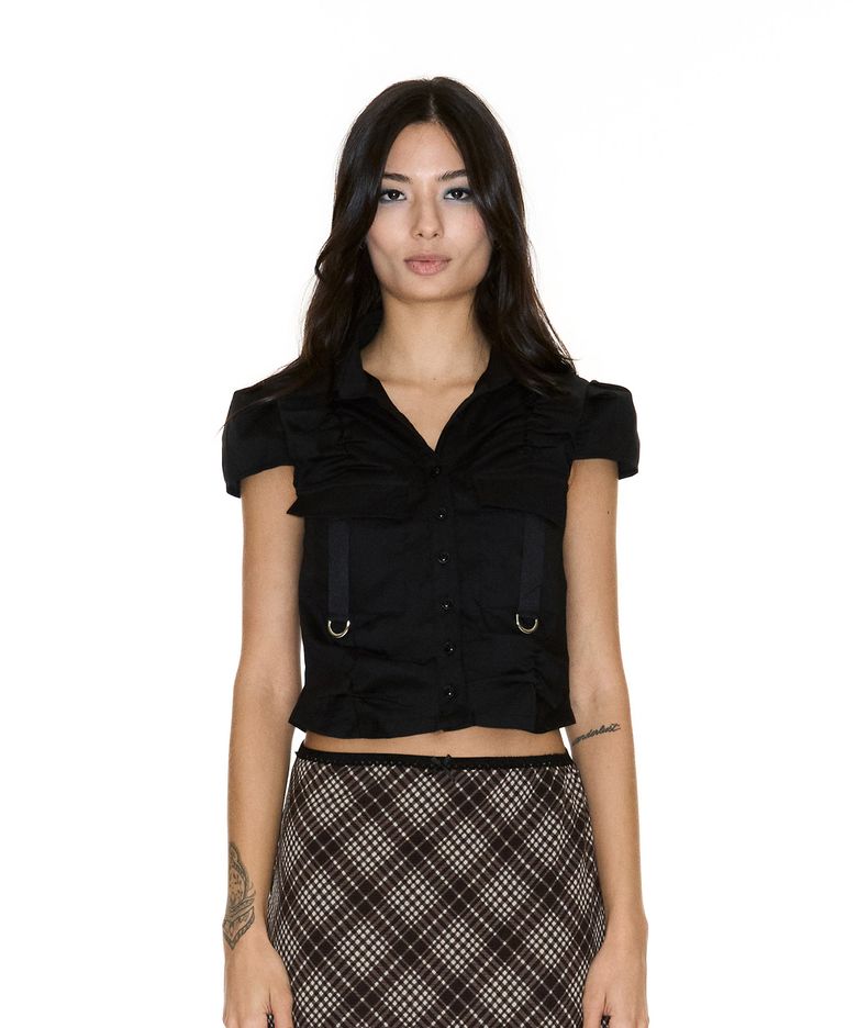 TAS SHIRRING CARGO SHIRT BLACK