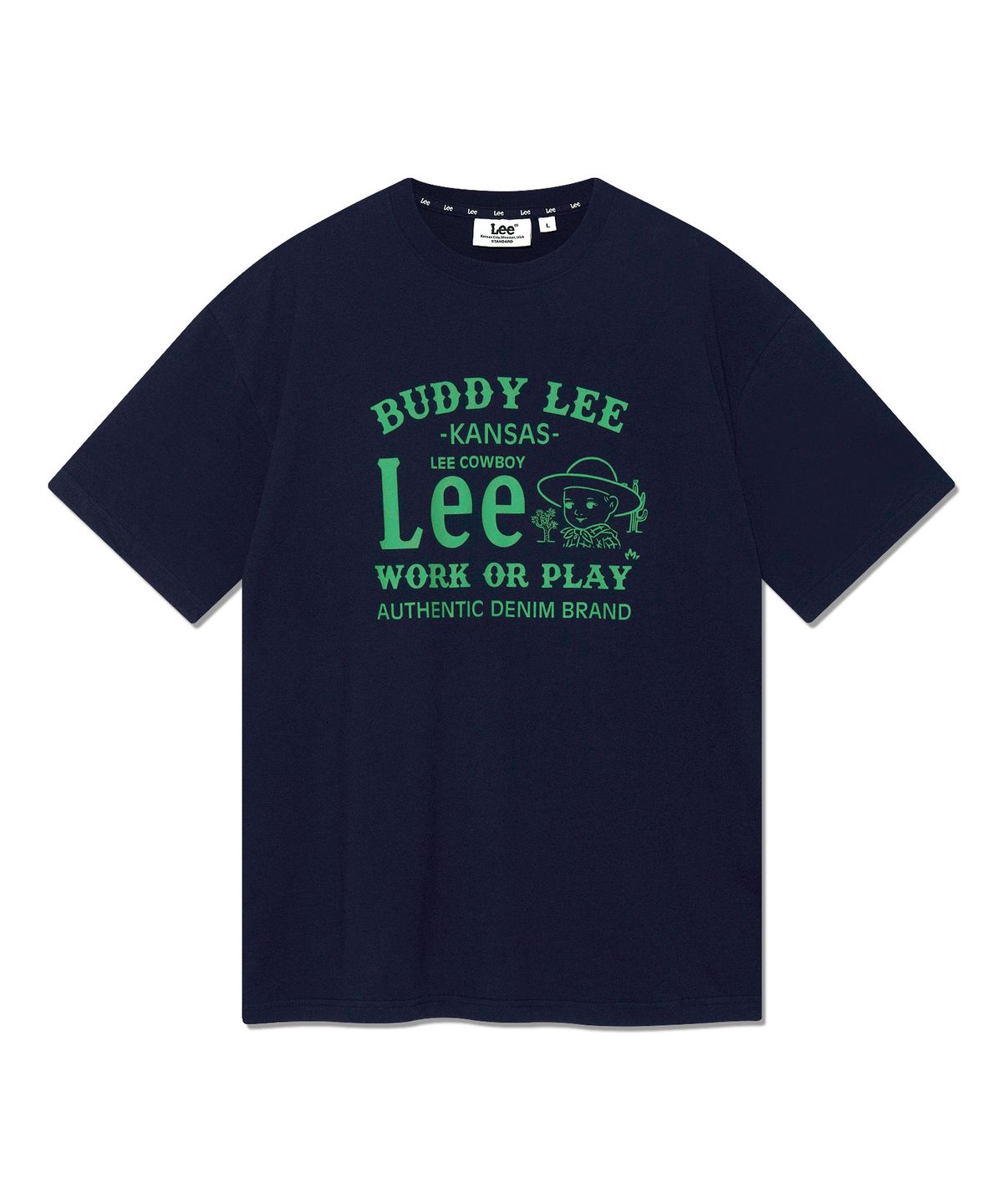 리(LEE) 카우보이 버디리 그래픽 티셔츠 네이비