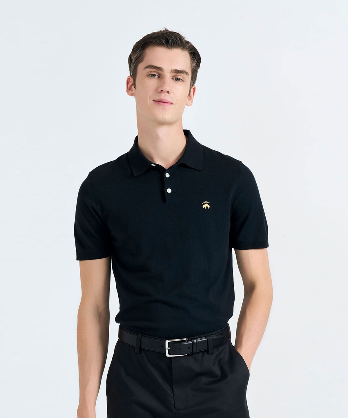 브룩스 브라더스(BROOKS BROTHERS) 코튼 실크 폴로 스웨터 (블랙) (BBWTMB1001JES)