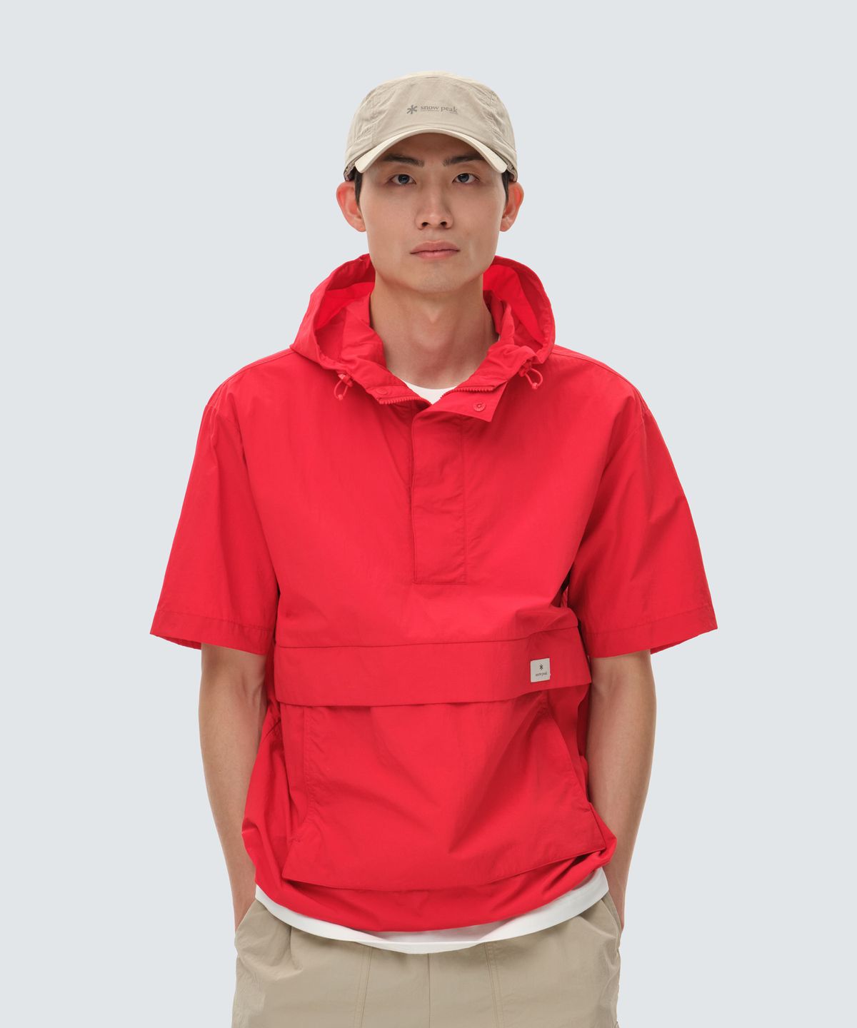 스노우피크 어패럴(SNOWPEAK APPAREL) 타슬란 우븐 비비드 반팔 아노락 Red (S24MMLAN56)