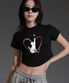 우먼 프리캣 언발란스 크롭 티셔츠_블랙