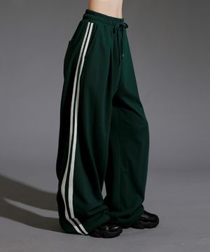 투테이핑 핀턱 와이드 트레이닝 팬츠 [그린]