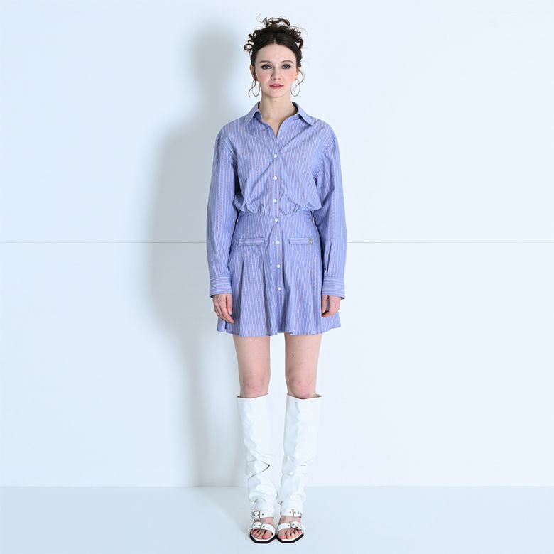 오픈 칼라 셔츠 드레스 스트라이프 MBDSOP002ST