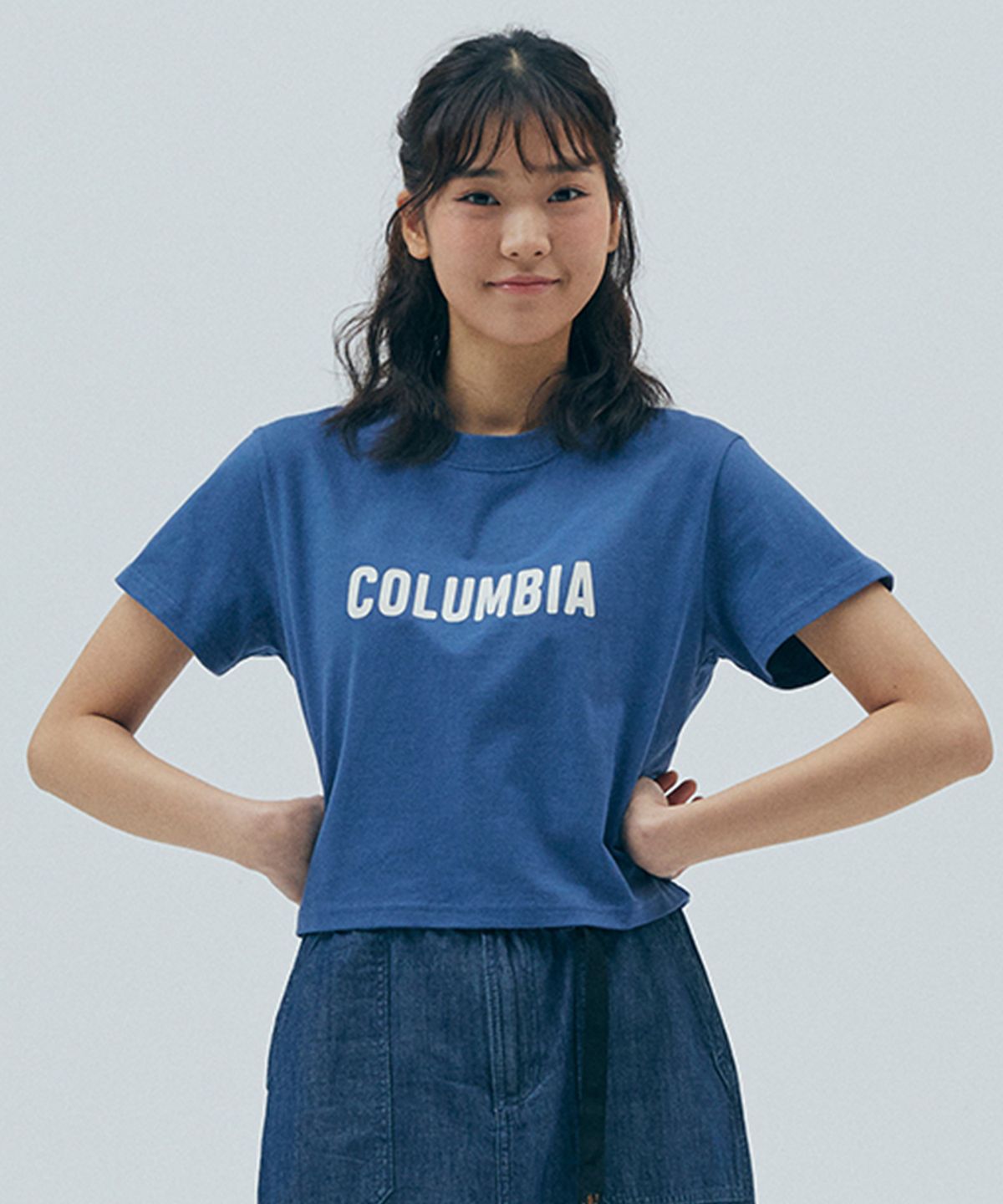 컬럼비아 유니버시티(COLUMBIA UNIVERSITY) SIMPLE LOGO WOMEN CROP S/S T-SHIRTS 프렌치블루
