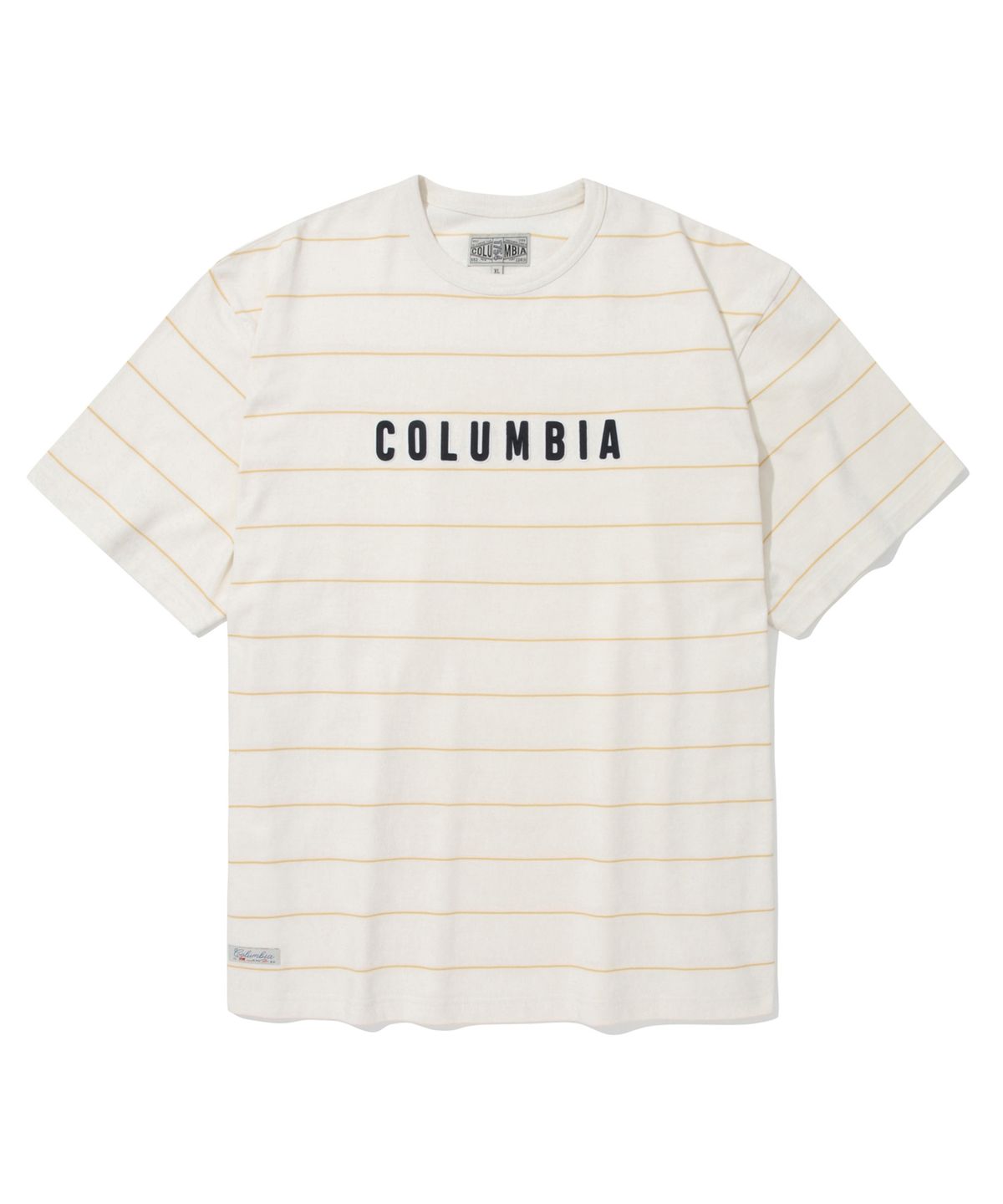 컬럼비아 유니버시티(COLUMBIA UNIVERSITY) SIMPLE LOGO STRIPE S/S T-SHIRTS 크림