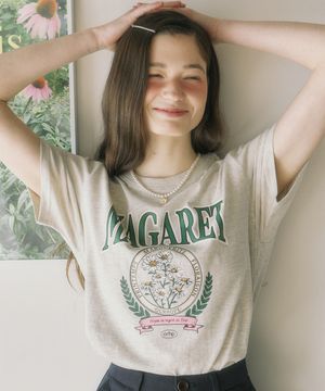 마가렛 아트워크 티셔츠 - 오트밀