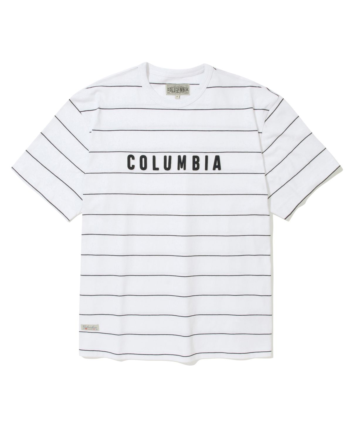 컬럼비아 유니버시티(COLUMBIA UNIVERSITY) SIMPLE LOGO STRIPE S/S T-SHIRTS 화이트