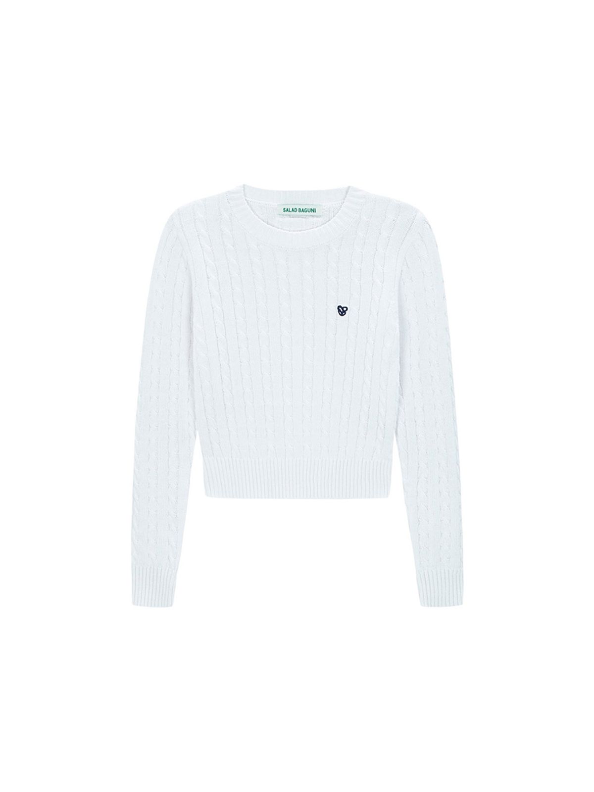 샐러드바구니(SALAD BAGUNI) Unbal Cable Round Knit - white