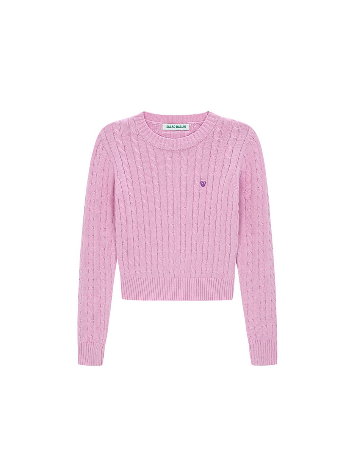 샐러드바구니(SALAD BAGUNI) Unbal Cable Round Knit - pink