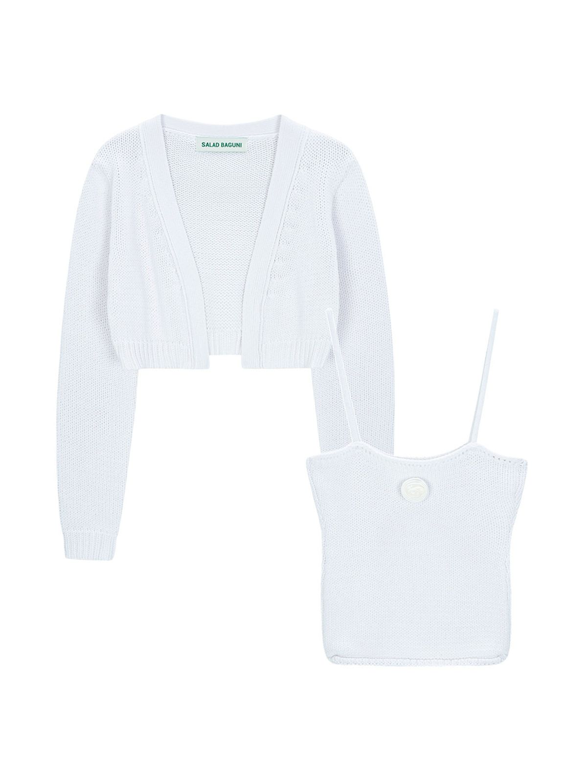샐러드바구니(SALAD BAGUNI) cotton Cardigan Setup - white