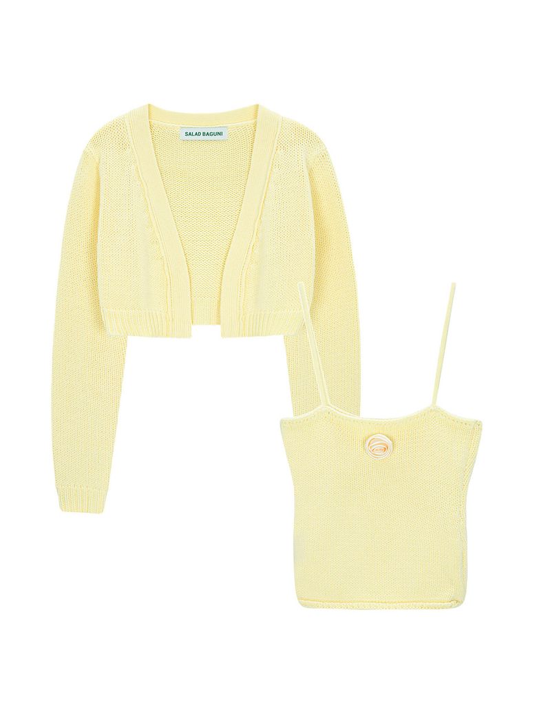 cotton Cardigan Setup - yellow