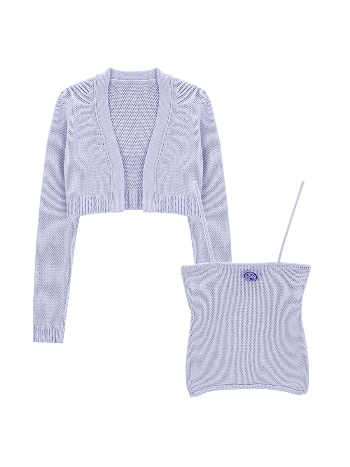 샐러드바구니(SALAD BAGUNI) cotton Cardigan Setup - lavender