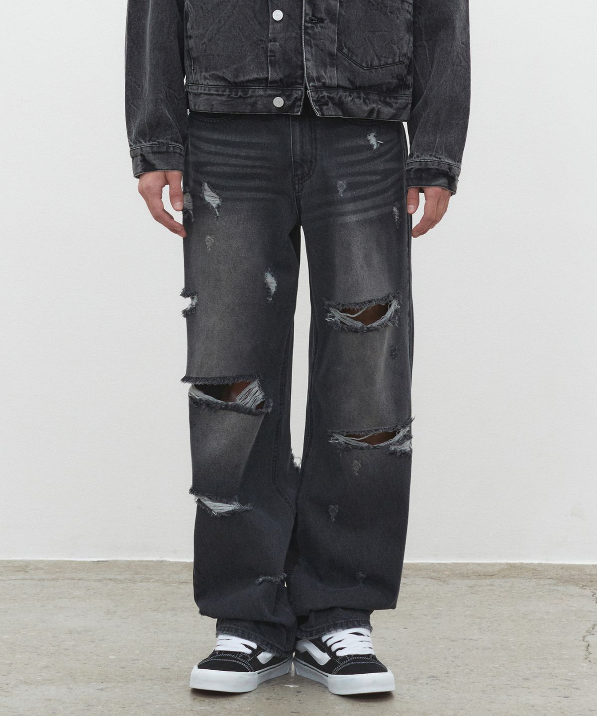 데케트(DECET) Both Sides Destroy Jeans DCPT037BlackB