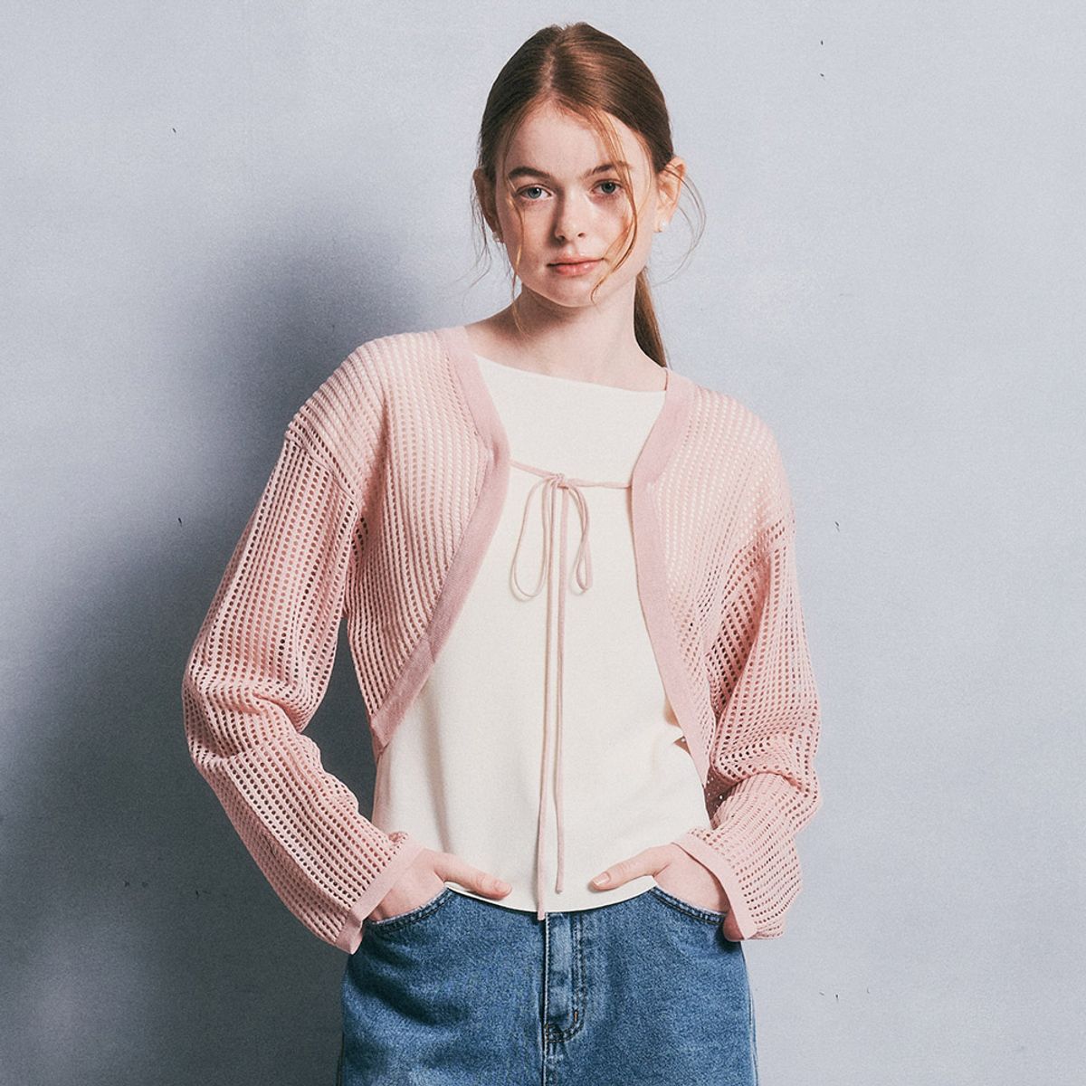 웬스데이딜라잇(WEDNESDAY DELIGHT) WD_String bolero cardigan_PINK
