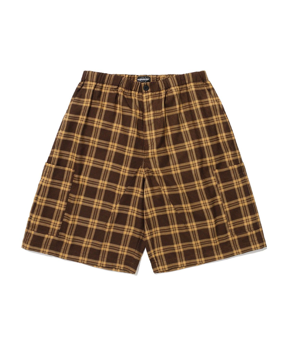 나이스고스트클럽(NICEGHOSTCLUB) CHECK PARACHUTE CARGO SHORTS_BROWN(NG2ESUPA60A)