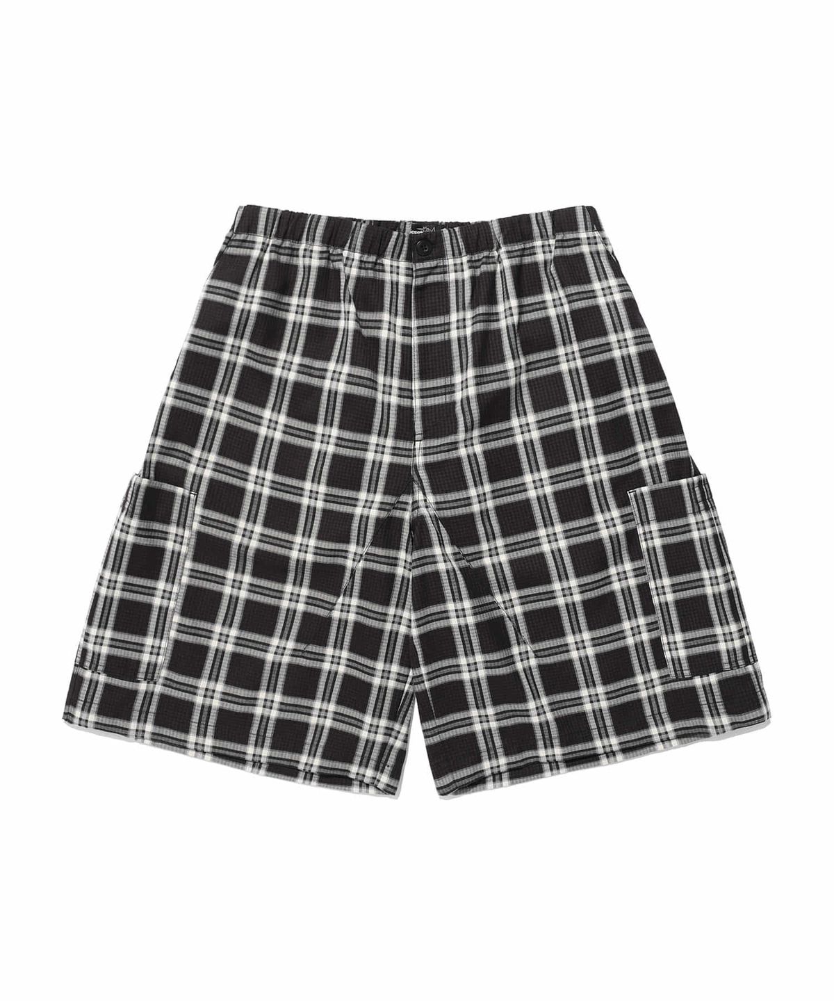 나이스고스트클럽(NICEGHOSTCLUB) CHECK PARACHUTE CARGO SHORTS_BLACK(NG2ESUPA60A)