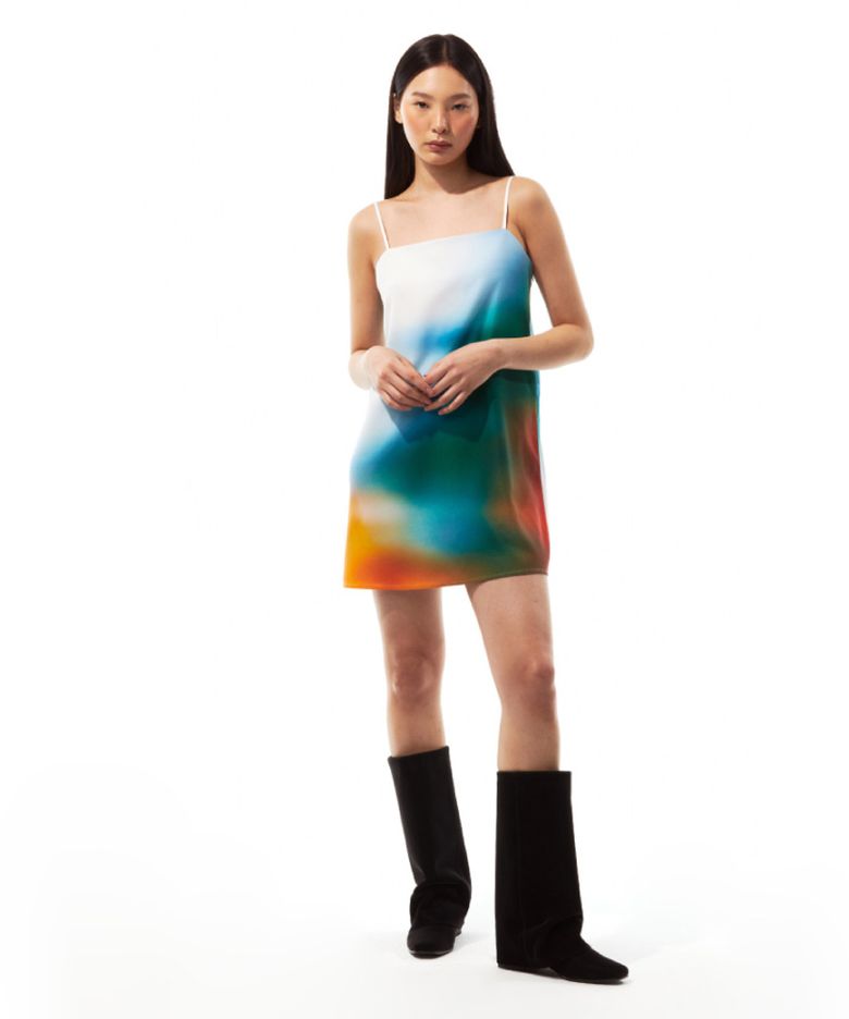PRINTED SLIP DRESS (GREEN)