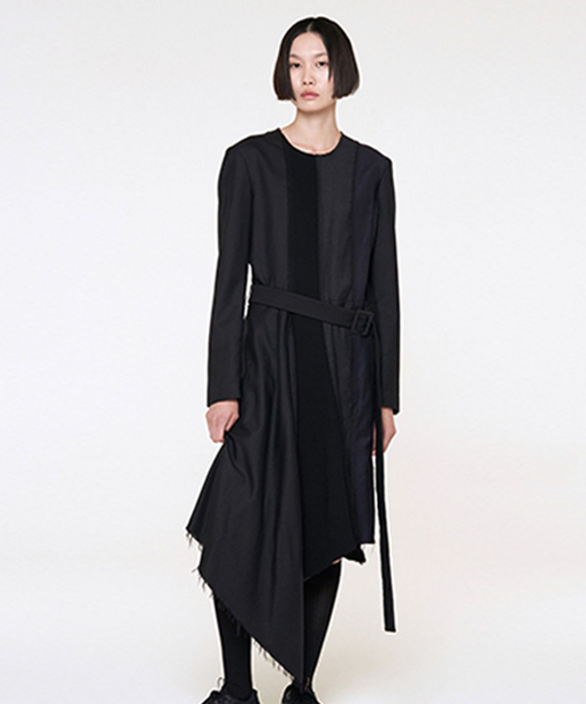 래코드(RECODE) Puzzle Asymmetry Round Neck Dress_RQDAS24543BKX