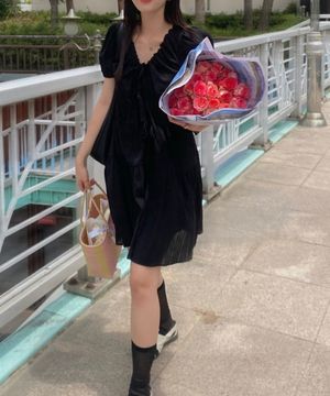 THREE RIBBON DRESS(BK)