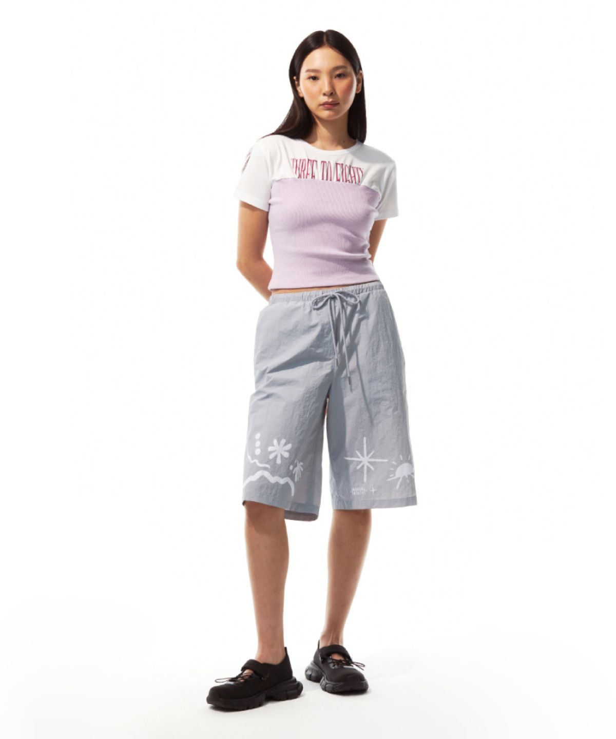 쓰리투에이티(THREE TO EIGHTY) PRINTED SUMMER SHORTS (GREY)